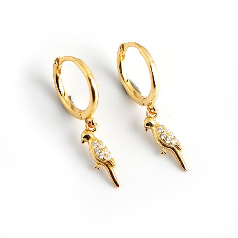 Gold parrot earrings clearance