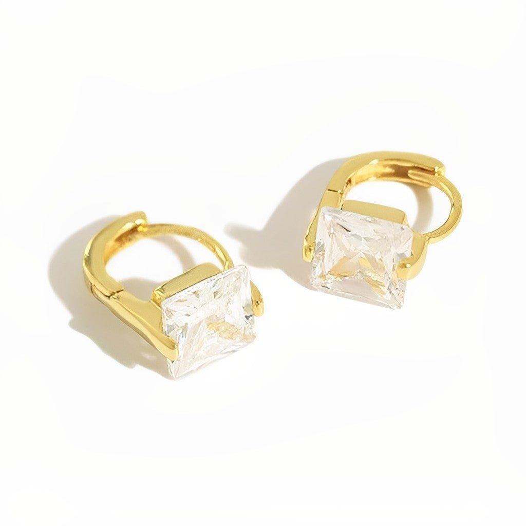 Gold cubic zirconia huggie earrings discount