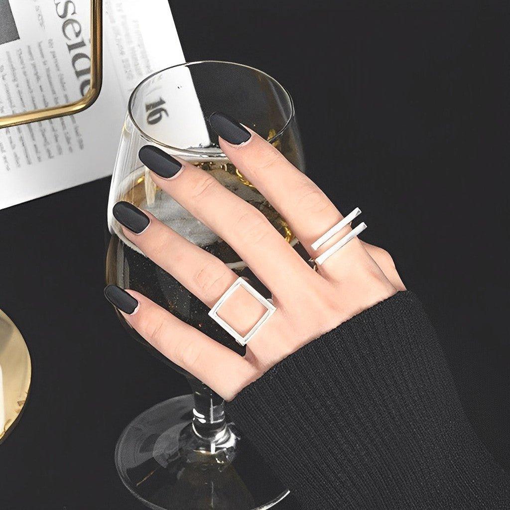 Gold double bar ring on sale