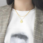 Gold Round Pendant Necklace - Chloe
