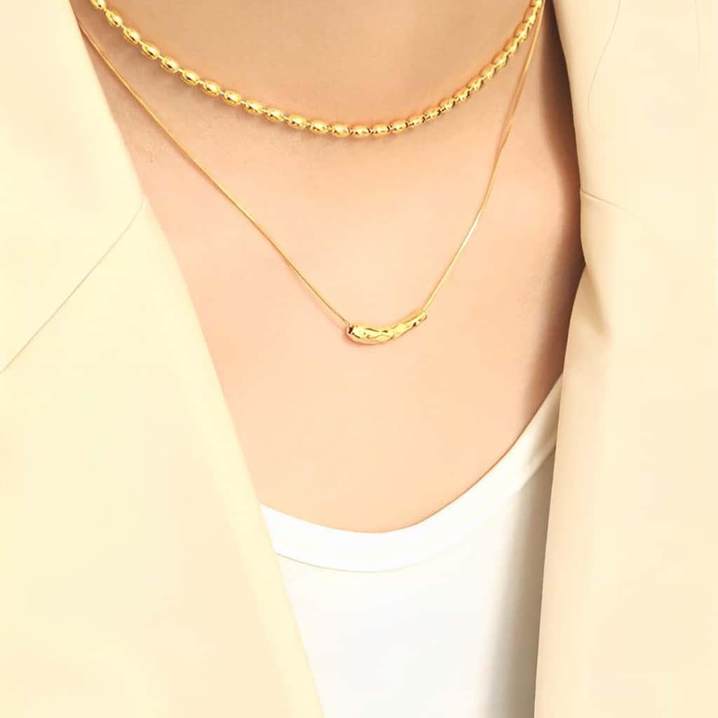 Gold Tube Pendant Necklace - Coronis