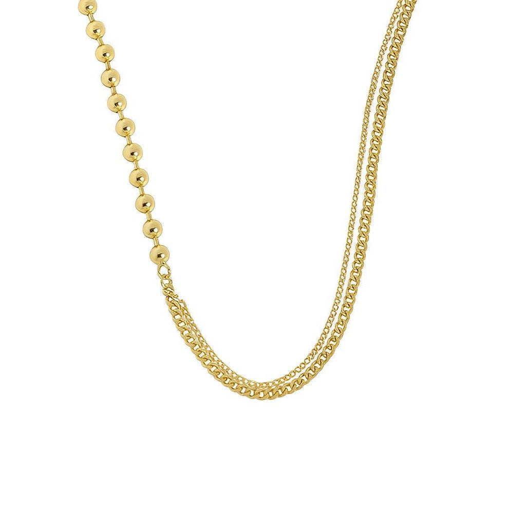 Layered Beaded Chain Necklace