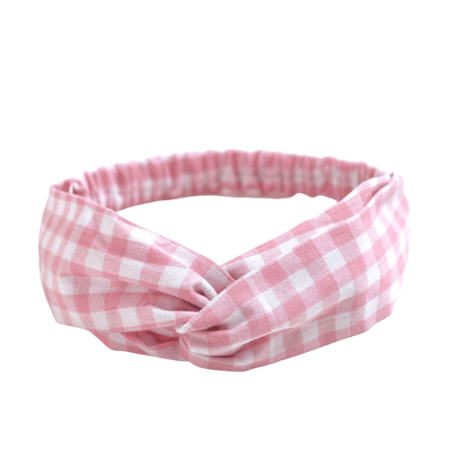 Pink Plaid Headband "Flora"