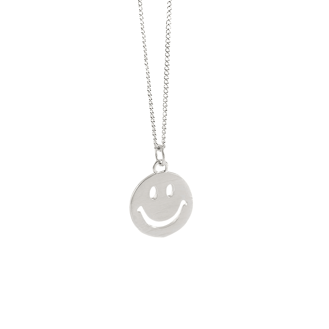 Smiley Face and Flower Choker Necklace White