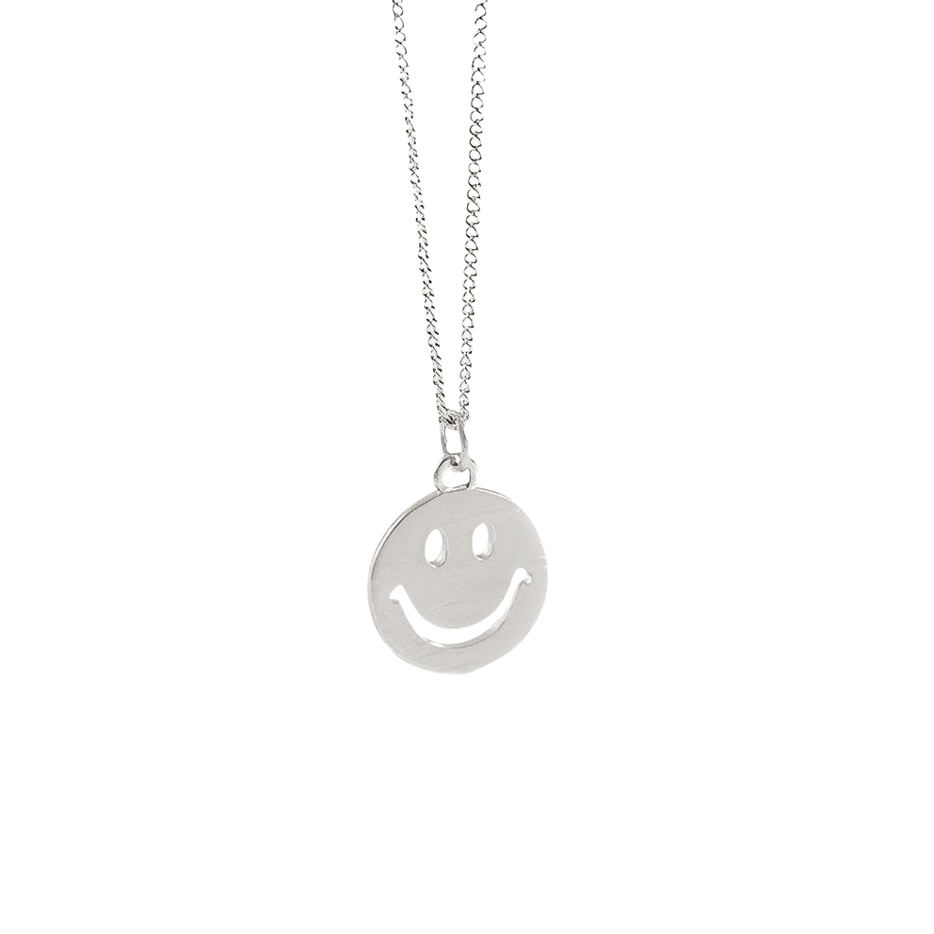 Smiley Face Necklace In Silver